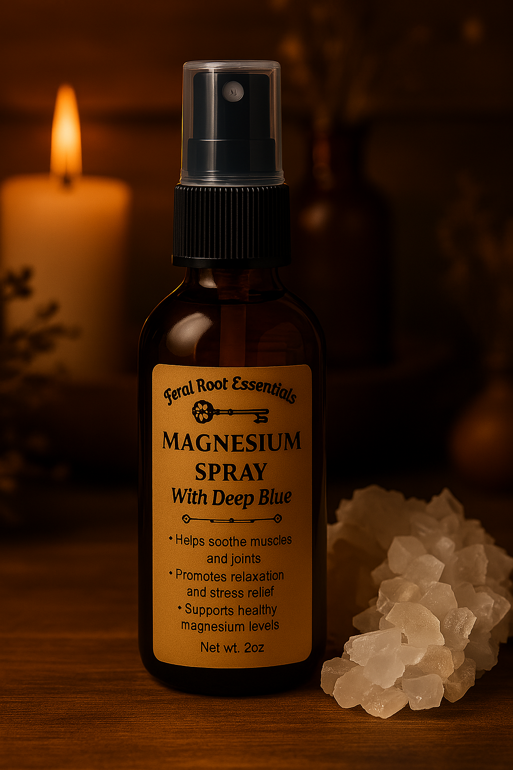 Magnesium spray with Deep Blue essential oil – cooling muscle recovery blend by Feral Root Essentials