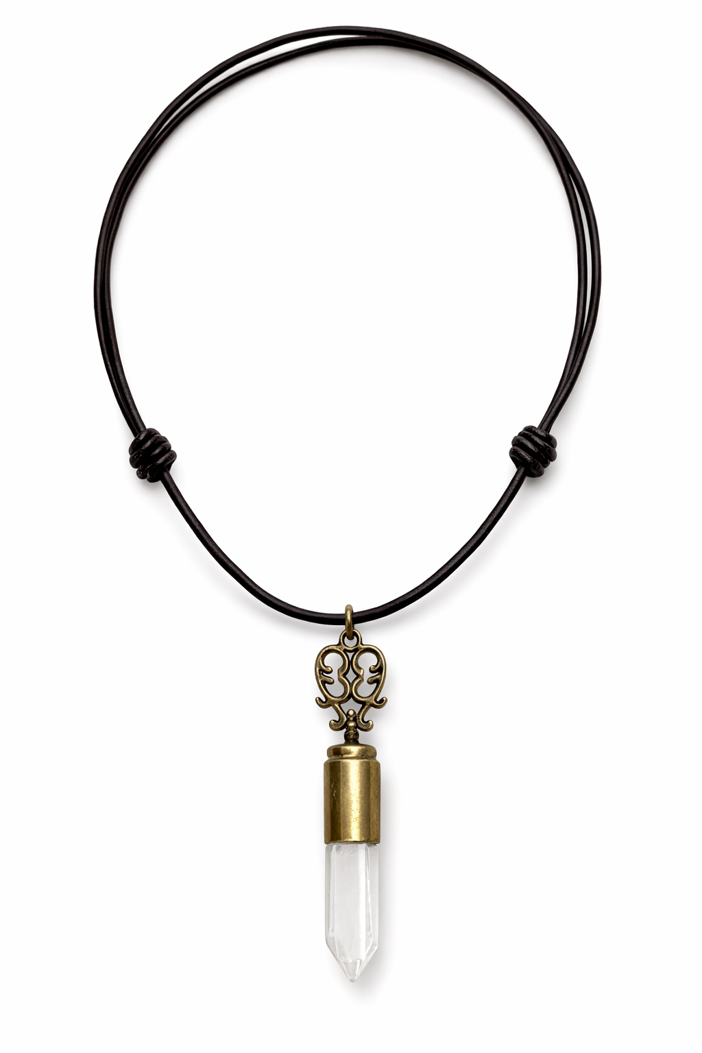 Crystal Hunter Necklace | 9mm Brass + Clear Quartz