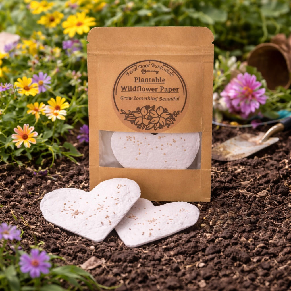 Wildflower seed paper planted in soil for spring garden growth