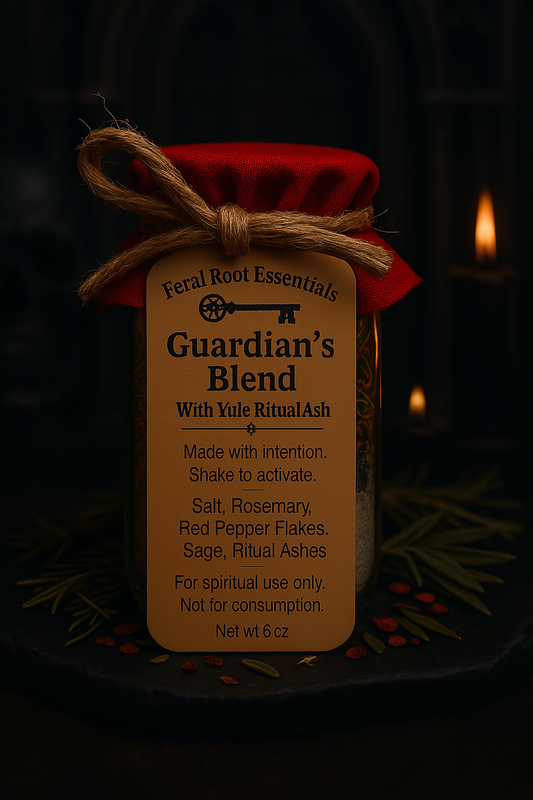 Guardian’s Blend spell jar with Yule Ritual Ash – spiritual protection herbs by Feral Root Essentials