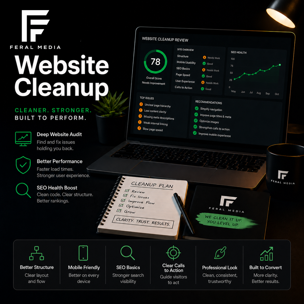 Feral Media website cleanup with  showing graph
