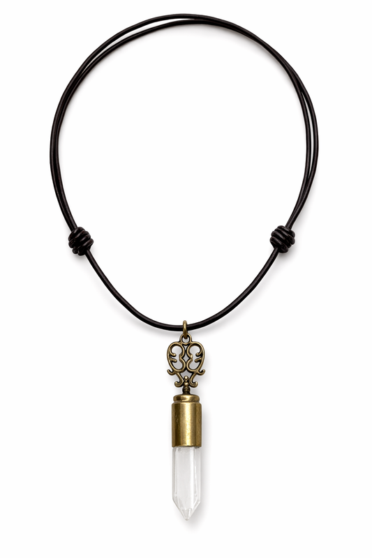 Crystal Hunter Necklace | 9mm Brass + Clear Quartz